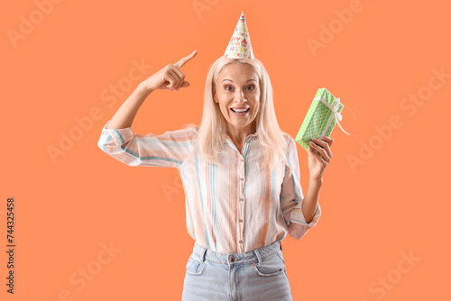 Happy mature woman with gif...
