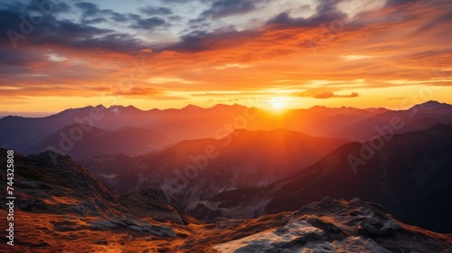 Sunrise and mountains a golden and majestic view