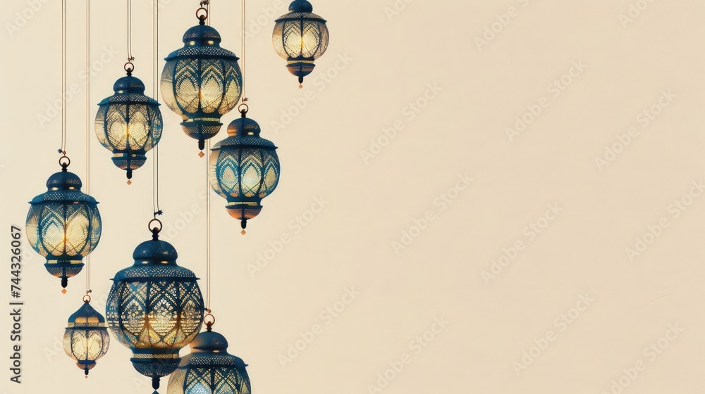 Traditional lanterns with a modern twist for a warm Eid message. Traditional lanterns with a modern twist for a warm Eid message.