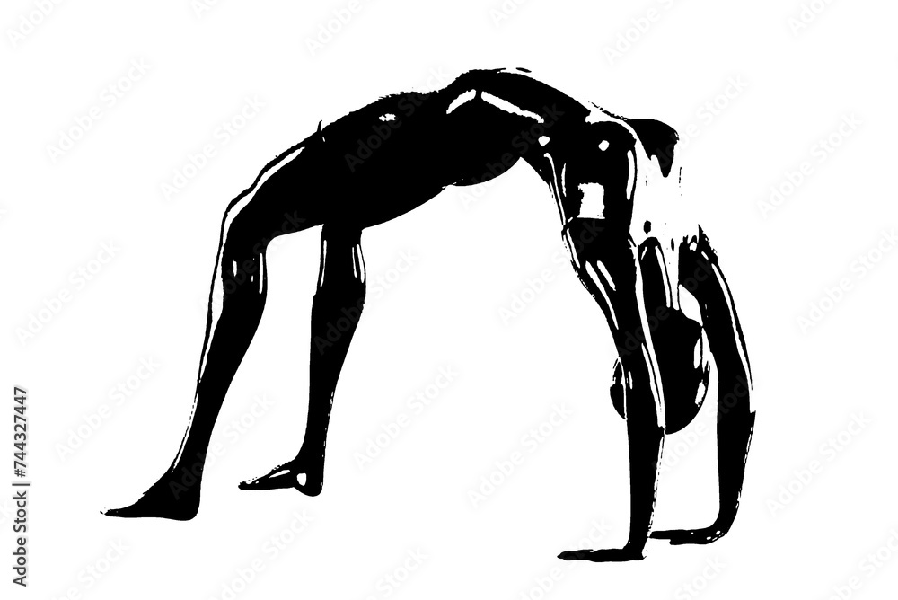 black vector image silhouette modern yoga exercises, beauty, body line art. For use as a brochure template or for use in web design black vector image silhouette modern yoga exercises, beauty, body line art. For use as a brochure template or for use in web design