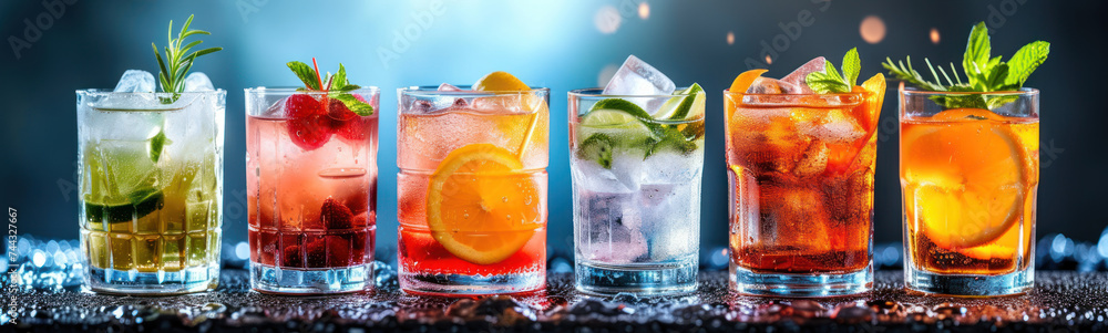 Refreshing cocktails garnished with fresh fruit and mint, served poolside under bright, sunny skies. Refreshing cocktails garnished with fresh fruit and mint, served poolside under bright, sunny skies.