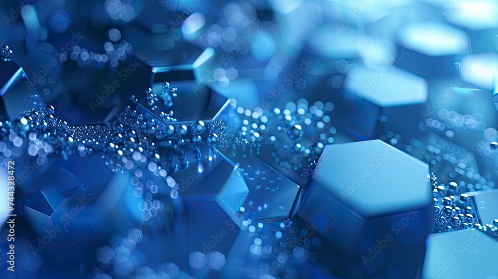 Abstract blue technology hexagonal background - generative ai Abstract blue technology hexagonal background - generative ai