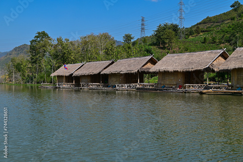 Nam Ou River Nong Khiaw Muang Ngoi Laos, dramatic landscape scenic pinnacle cliff mountain range famous travel destination in South East Asia photo