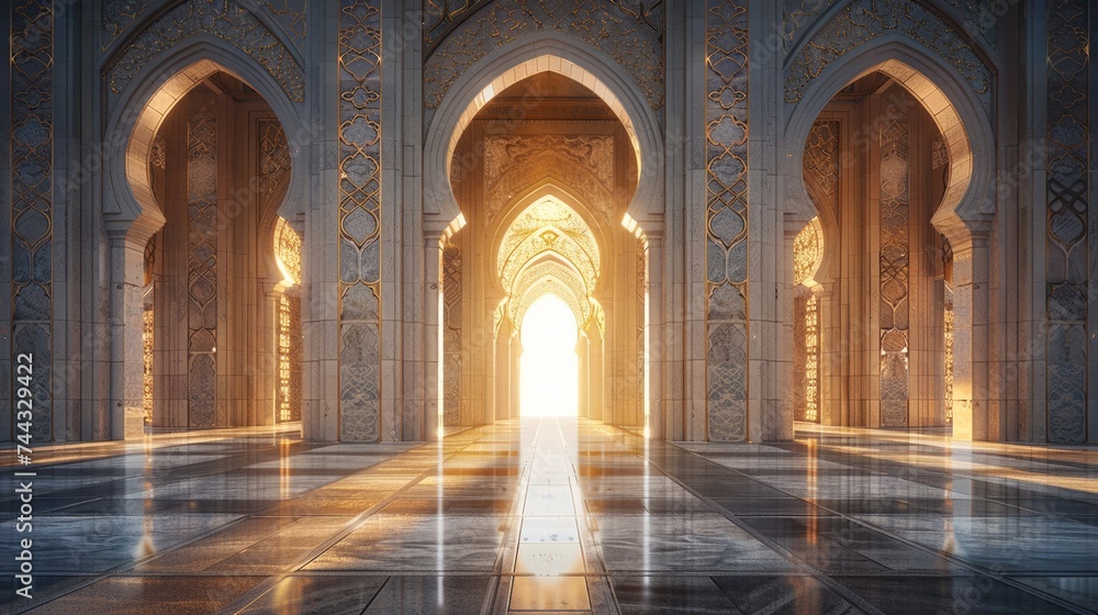 Majestic archways and intricate arabesque motifs