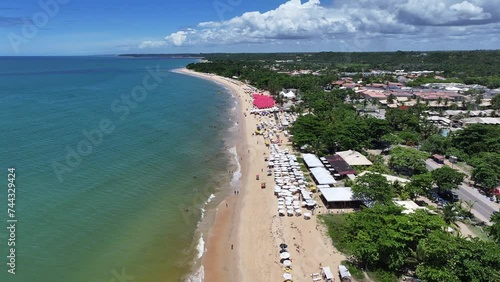 Taperapua Beach In Porto Seguro Bahia Brazil. Idyllic Beach. Nature Landscape. Bahia Brazil. Tourism Background. Taperapua Beach In Porto Seguro Bahia Brazil. Peaceful Scenery Of Tourism. photo