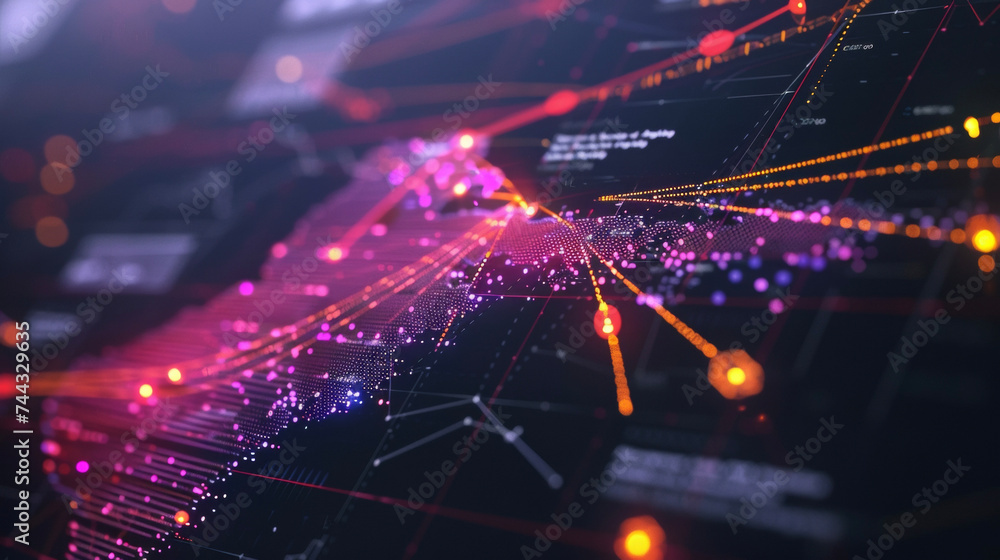 A macro shot of a blockchainpowered supply chain dashboard showcasing the visualization of data and analytics for improved decisionmaking and transparency. A macro shot of a blockchainpowered supply chain dashboard showcasing the visualization of data and analytics for improved decisionmaking and transparency.