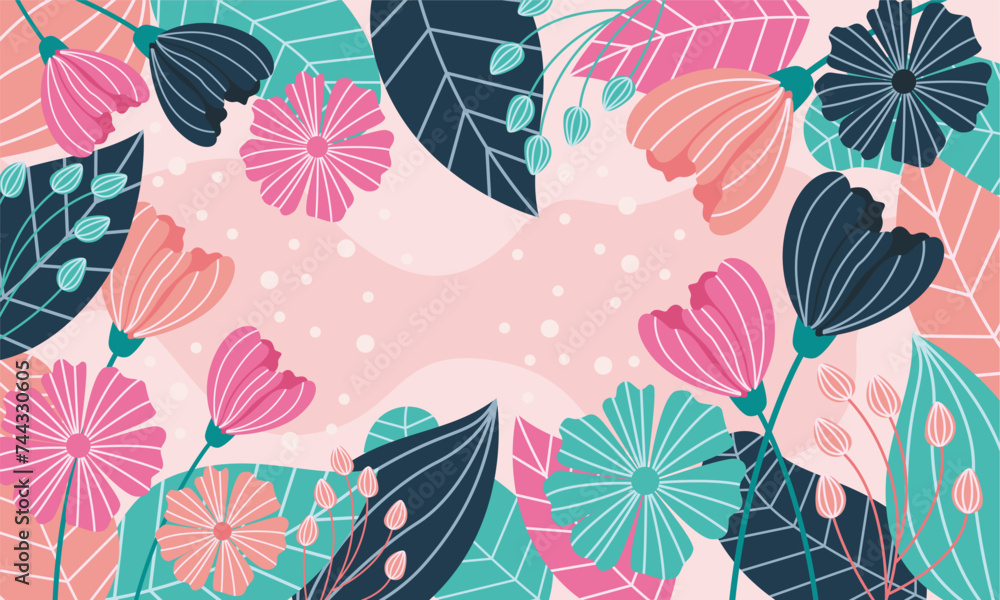 floral background flat design template floral background flat design template