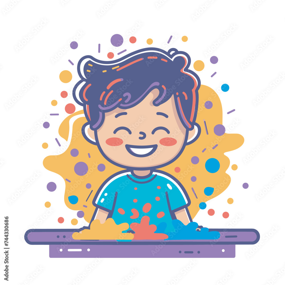 Abstract Colorful Painted Hands Of Little Children Happy Holi background, illustration of colorful Happy Holi Background for Festival of Colors celebration greetings