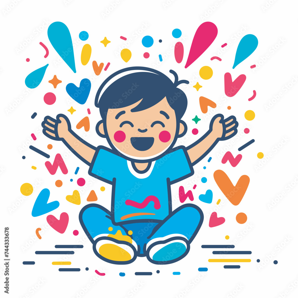 Abstract Colorful Painted Hands Of Little Children Happy Holi background, illustration of colorful Happy Holi Background for Festival of Colors celebration greetings