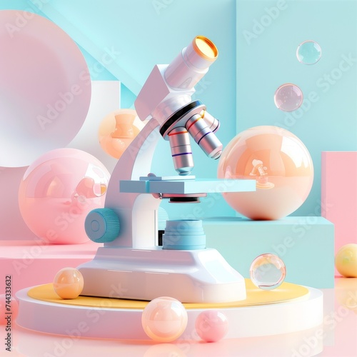 3D Icon Microscope, 3D Asset