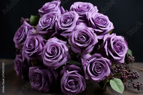 Violet roses. Petal color beauty. Generate Ai