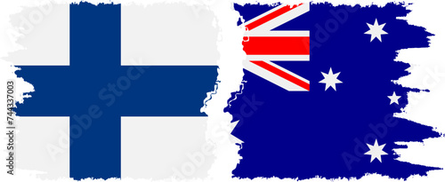 Australia and Finland grunge flags connection vector
