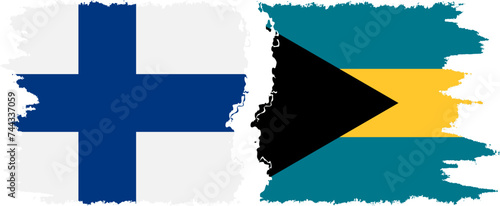 Bahamas and Finland grunge flags connection vector