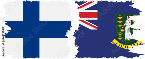 British Virgin Islands and Finland grunge flags connection vector