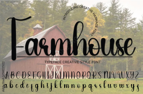 Handmade vector calligraphy tattoo alphabet with numbers