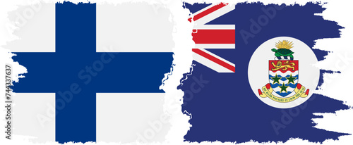 Cayman Islands and Finland grunge flags connection vector