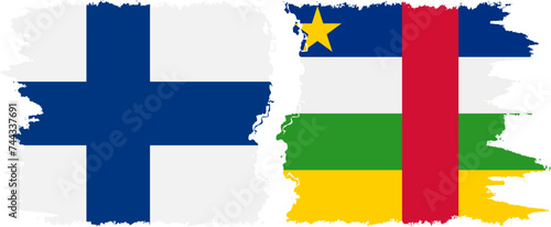 Central African Republic and Finland grunge flags connection vecto