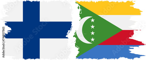 Comoros and Finland grunge flags connection vector