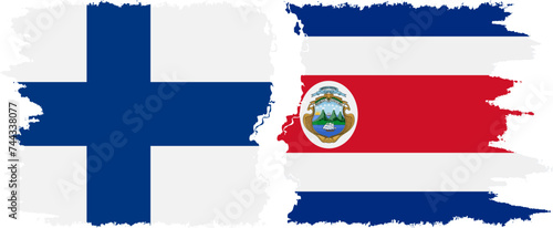 Costa Rica and Finland grunge flags connection vector