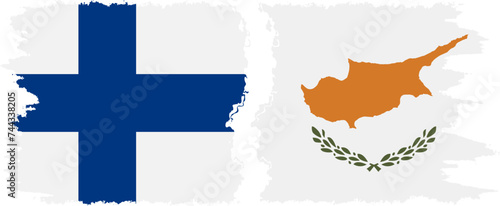 Cyprus and Finland grunge flags connection vector