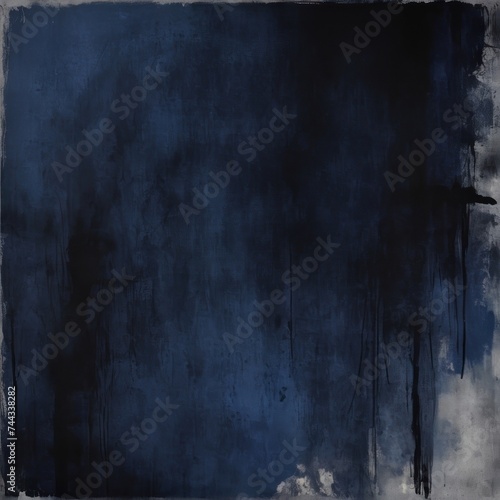 Dark blue and black contemporary painting, grunge background. Modern poster for room decoration © Karloni