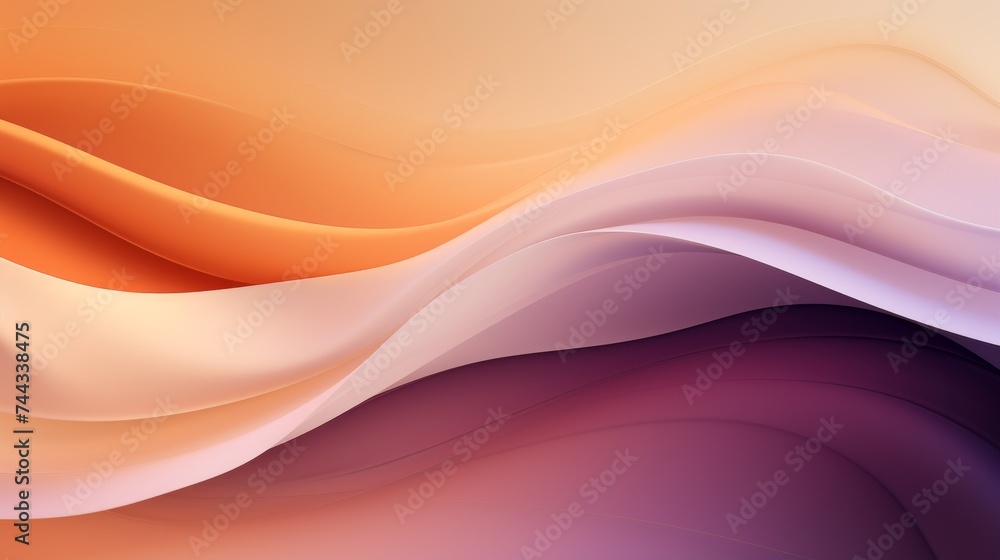 3D solids of wavy curved shapes purple cream orange and brown in studio 3D solids of wavy curved shapes purple cream orange and brown in studio