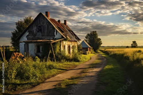 Rural Ukraine landscapes. Natural countryside village beautiful scene. Generate ai