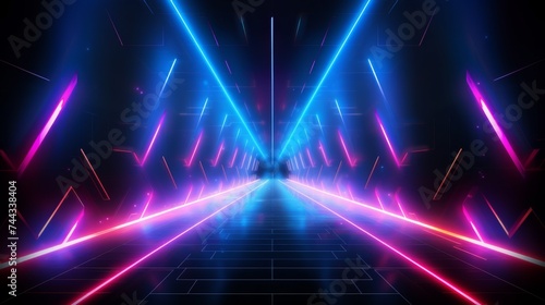 Abstract background with neon lights of arrows