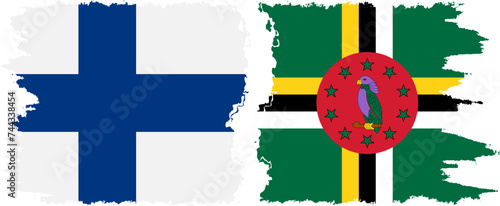 Dominica and Finland grunge flags connection vector