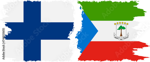 Equatorial Guinea and Finland grunge flags connection vector