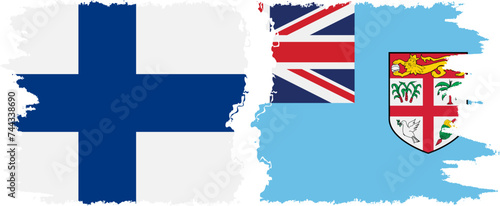 Fiji and Finland grunge flags connection vector