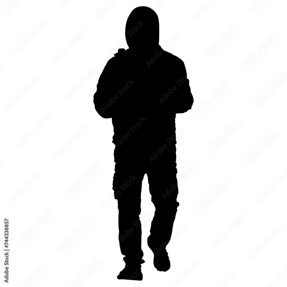 silhouette of a person wearing a hoodie