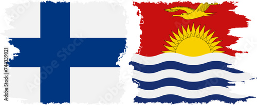 Kiribati and Finland grunge flags connection vector