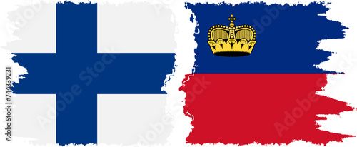 Liechtenstein and Finland grunge flags connection vector