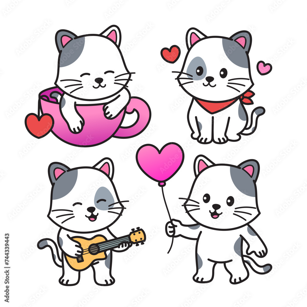 Cute Valentine Cat Vector Cartoon Illustration Cute Valentine Cat Vector Cartoon Illustration