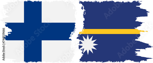 Nauru and Finland grunge flags connection vector