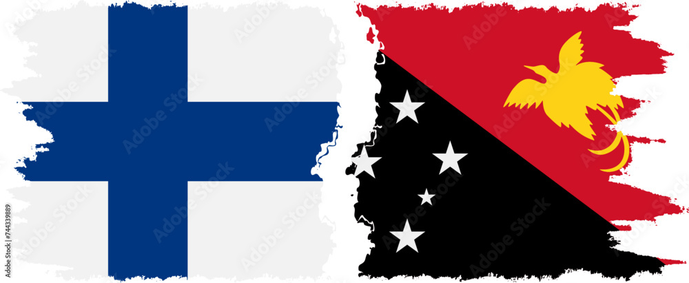 Papua New Guinea and Finland grunge flags connection vector Papua New Guinea and Finland grunge flags connection vector