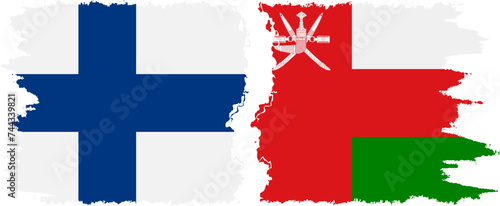 Oman and Finland grunge flags connection vector