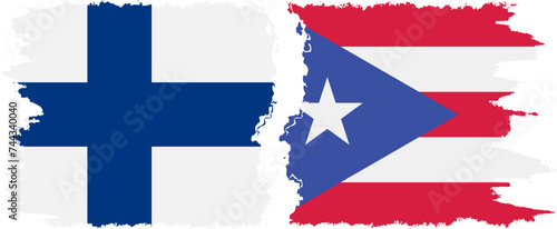 Puerto Rico and Finland grunge flags connection vector