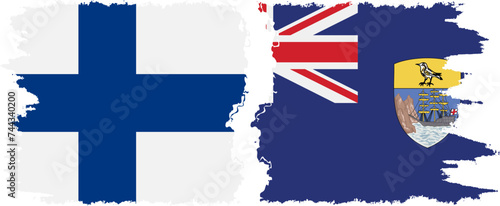 Saint Helena and Finland grunge flags connection vector