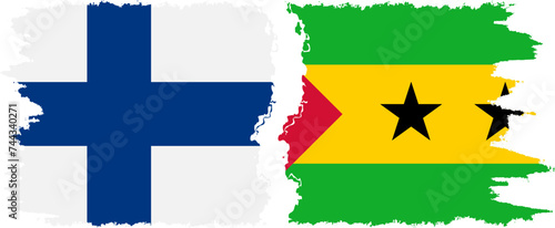 Sao Tome and Principe and Finland grunge flags connection vector