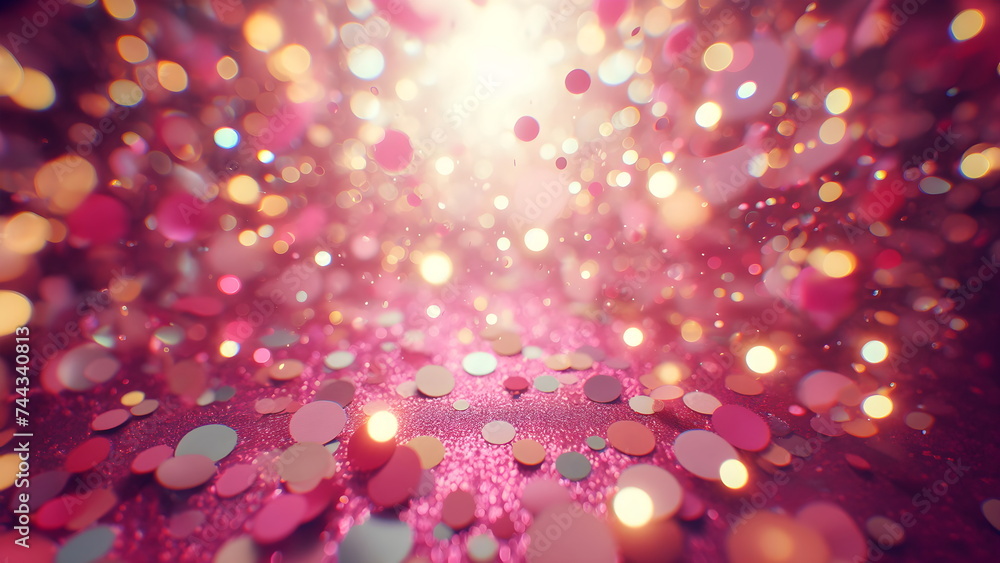Bright pink confetti bokeh background