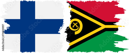 Vanuatu and Finland grunge flags connection vector