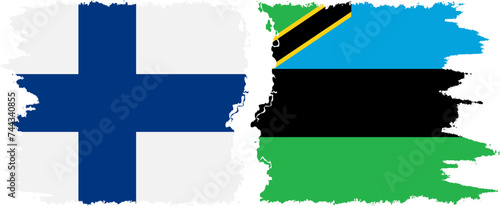Zanzibar and Finland grunge flags connection vector