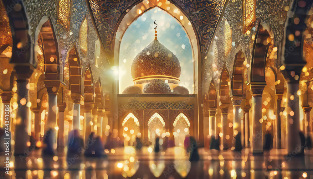 Obraz premium illustration of a design mosque. Ramadan or Ramadhan. icon set vector mosque. Ramadhan icons set promotion. benner. poster. Islamic. ikon masjid. 4k high quality. idea mosque Ramadan