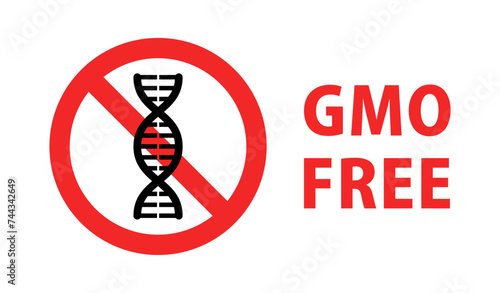 GMO FREE：DNAと禁止マークのアイコン