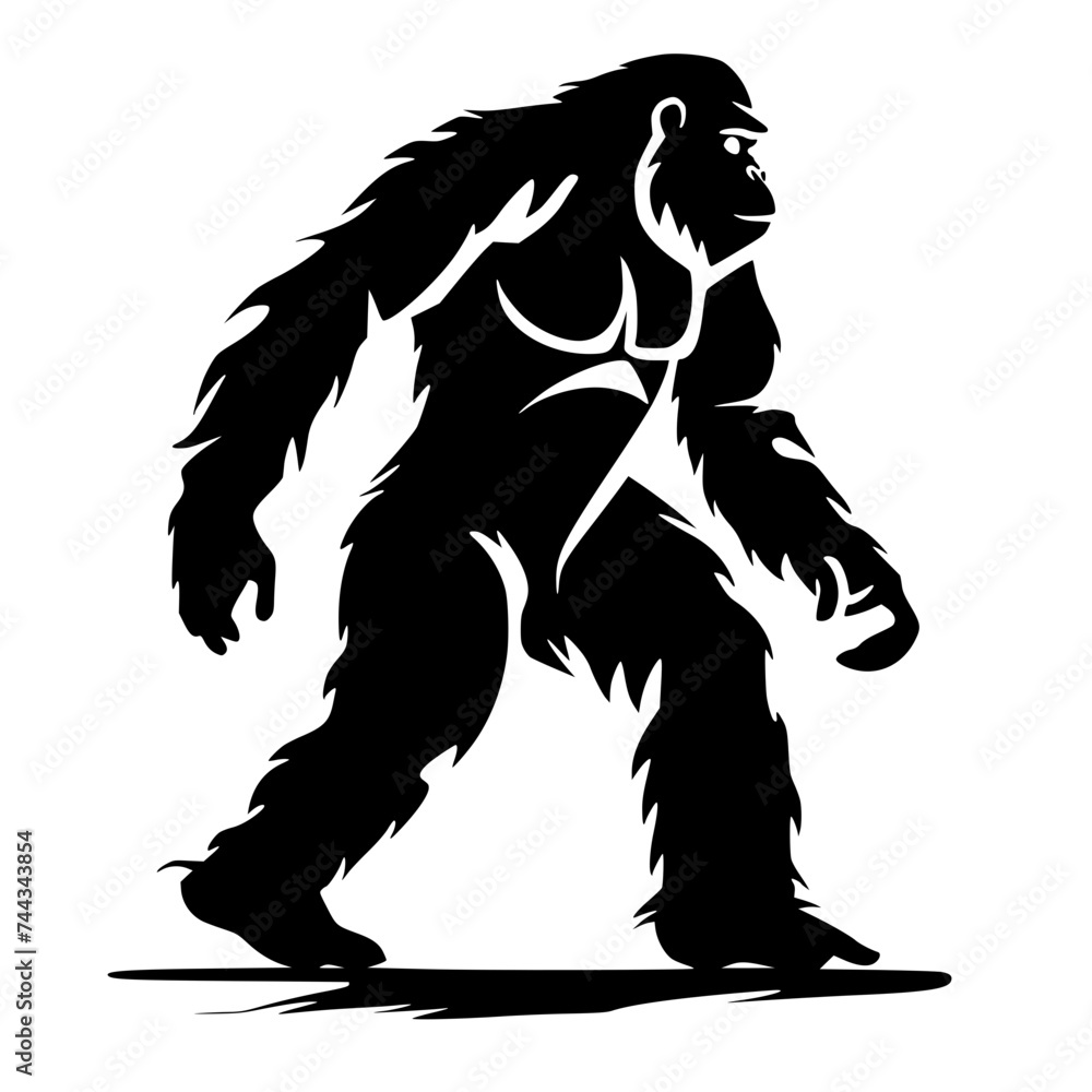 Fototapeta premium Silhouette of Bigfoot Walking Vector Illustration 