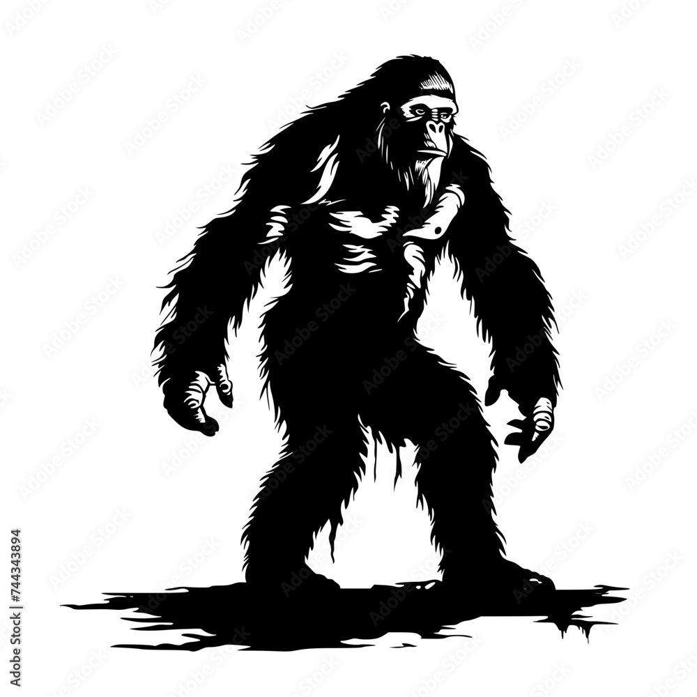 Silhouette of Bigfoot Walking Vector Illustration
Silhouette of Bigfoot Walking Vector Illustration