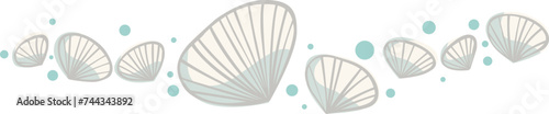 Abstract seashell doodle with bubble water border illustration for decoration on seafood and summer holiday.