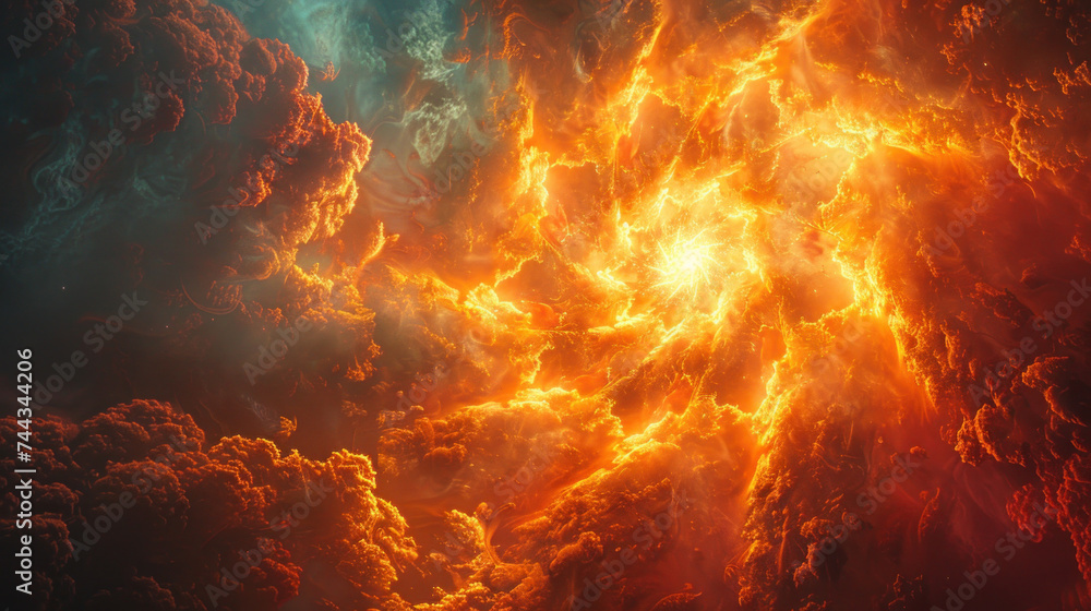 Fototapeta premium Large Orange and Yellow Cloud in the Sky